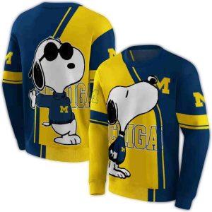 Michigan Wolverines Playful Snoopy All Over Print Sweatshirt