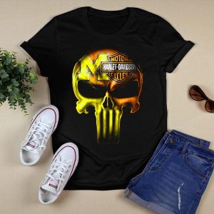 Michigan Wolverines Punisher Hd Motorcycles T-Shirt
