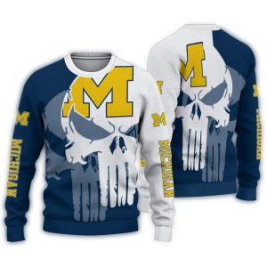 Michigan Wolverines Punisher Skull Split Ugly Sweater