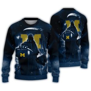 Michigan Wolverines Reaper Scythe Ugly Sweater