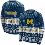 Michigan Wolverines Reindeer Motif All Over Print Sweatshirt
