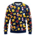 Michigan Wolverines Santa Claus Snowman Ugly Sweater