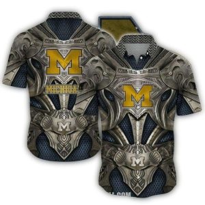 Michigan Wolverines Silver Hawaiian Shirt