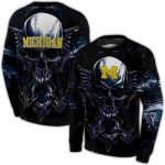 Michigan Wolverines Skull Artwork All Over Print Sweatshirt