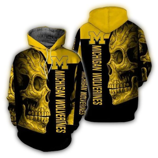 Michigan Wolverines Skull Big For Fan AOP Hoodie 1