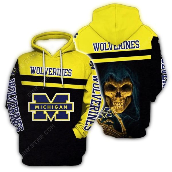 Michigan-Wolverines-Skull-Death-AOP-Hoodie-1 Michigan Wolverines Skull Death AOP Hoodie 1