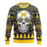 Michigan Wolverines Skull Flower Ugly Sweater