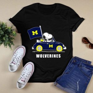 Michigan Wolverines Snoopy Driving With Flag T-Shirt