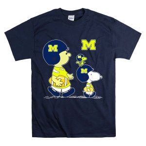 Michigan Wolverines Snoopy Woodstock Football Fan Team Spirit Peanuts Style T-Shirt