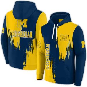 Michigan Wolverines Splatter Effect All Over Print Hoodie