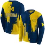 Michigan Wolverines Splatter Effect All Over Print Sweatshirt