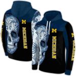 Michigan Wolverines Sugar Skull All Over Print Hoodie