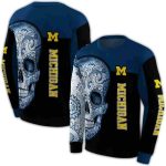 Michigan Wolverines Sugar Skull All Over Print Sweatshirt