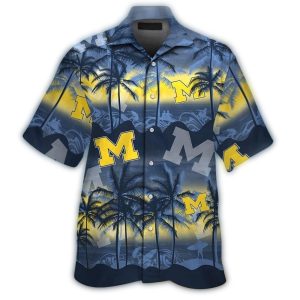 Michigan Wolverines Sunset Surf Beach Tropical Hawaiian Shirt