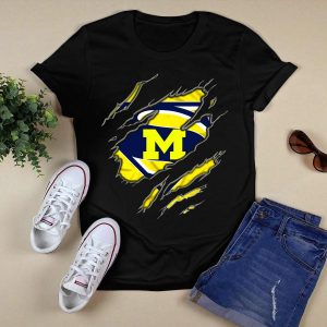 Michigan Wolverines Superman Logo Claw Rip T-Shirt