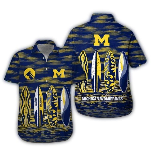 Michigan Wolverines Surf Beach Hawaiian Shirt 1