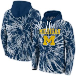 Michigan Wolverines Tie Dye Pattern All Over Print Hoodie