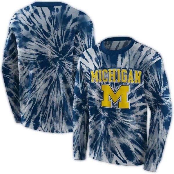Michigan Wolverines Tie Dye Pattern AOP Sweatshirt 1