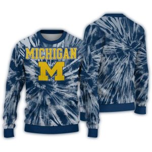 Michigan Wolverines Tie Dye Pattern Ugly Sweater