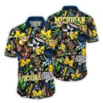 Michigan Wolverines Tiki Turtle Floral Pattern Hawaiian Shirt