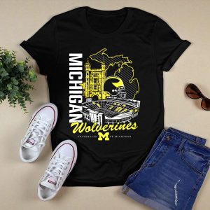 Michigan Wolverines University Of Michigan Stadium Map Helmet T-Shirt