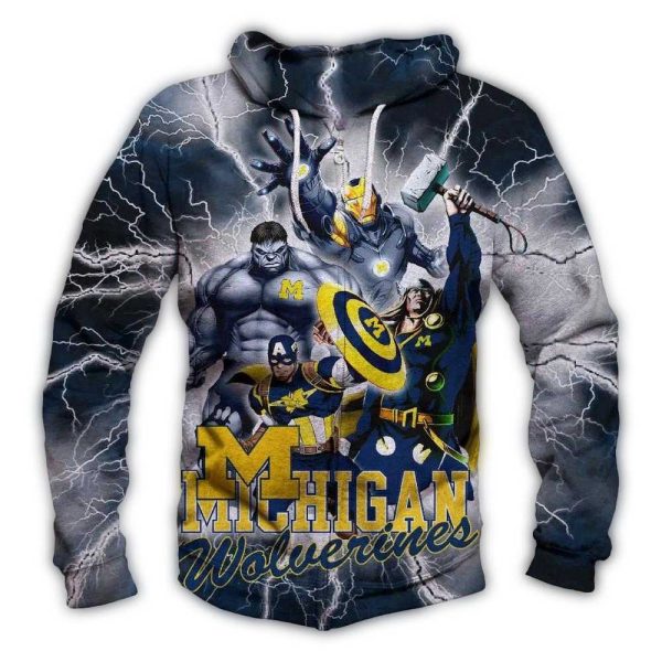 Michigan-Wolverines-With-Avengers-AOP-Hoodie-1 Michigan Wolverines With Avengers AOP Hoodie 1