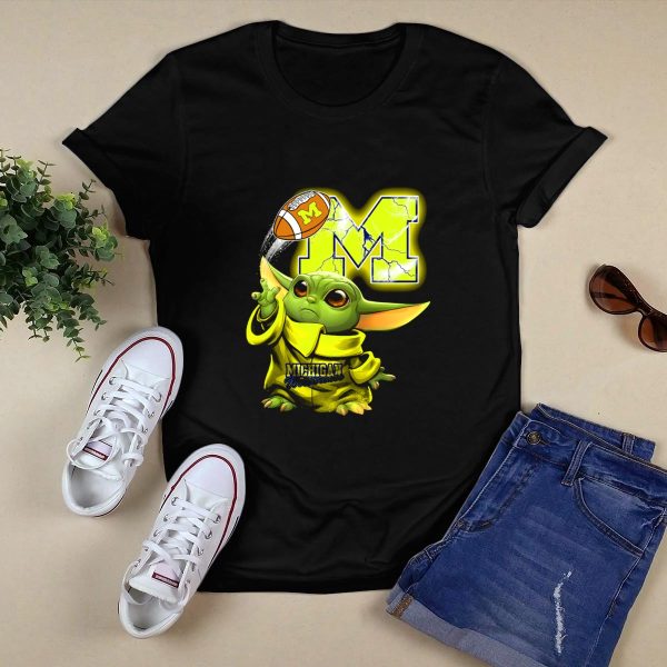 Michigan Wolverines Yoda Style Football Fan Craze T Shirt Black 1