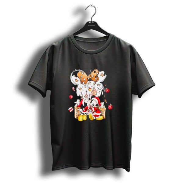 Mickey And Minnie Christmas Castle Gingerbread Mouse Ears Holiday Scene T Shirt 1 t shirt 1