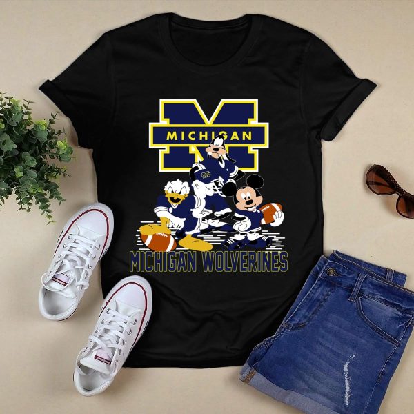 Mickey Donald Goofy Michigan Wolverines Shirt Black 1