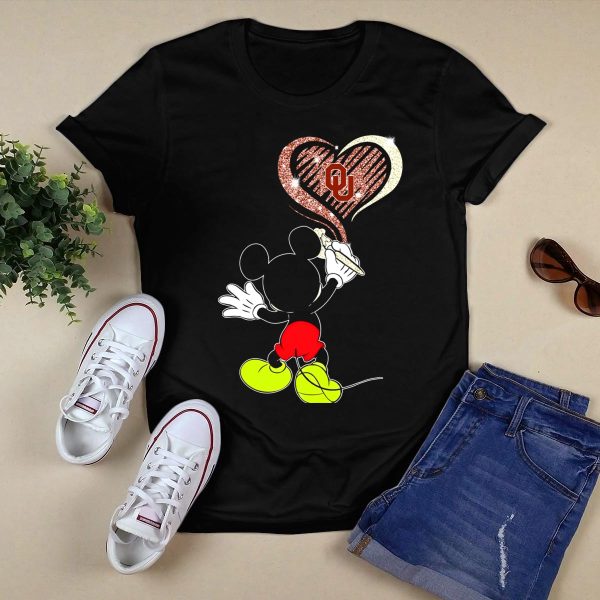 Mickey Draws Ou Heart For Oklahoma Sooners Fans T Shirt 1