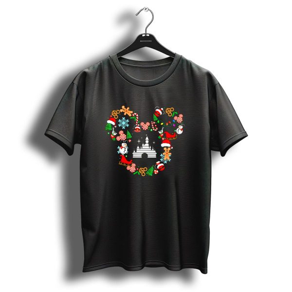 Mickey Head 1 Christmas Disney Holiday Candy Cane Snowman Gingerbread Castle T Shirt 1 t shirt 1
