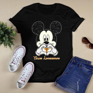 Mickey Heart Hands With Texas Longhorns T-Shirt