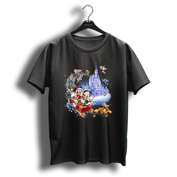 Mickey Minnie Christmas Castle Sleigh Ride With Disney Characters T Shirt 1 t shirt 1