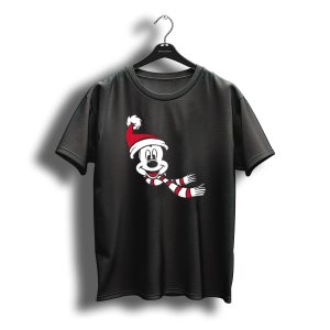 Mickey Mouse Christmas Santa Hat And Scarf Disney Holiday T-Shirt