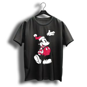 Mickey Mouse Christmas Santa Hat Red Winter Scarf T Shirt