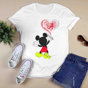 Mickey Mouse Drawing Alabama Crimson Tide Heart T-Shirt