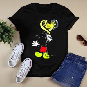 Mickey Mouse Drawing Heart With Michigan Wolverines T-Shirt