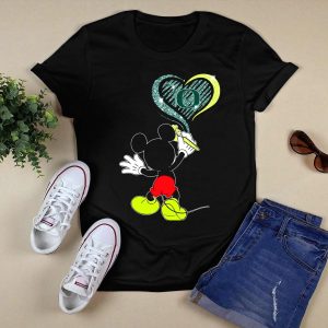 Mickey Mouse Drawing Oregon Ducks Heart T-Shirt