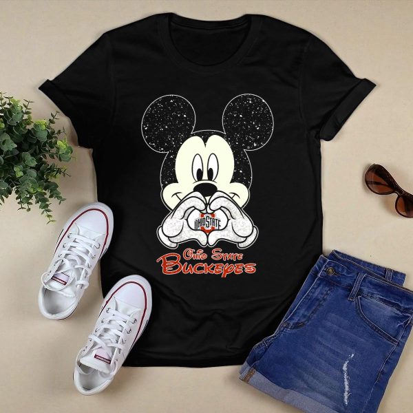 Mickey Mouse Heart Ohio State Buckeyes Fan Love T Shirt Black 1