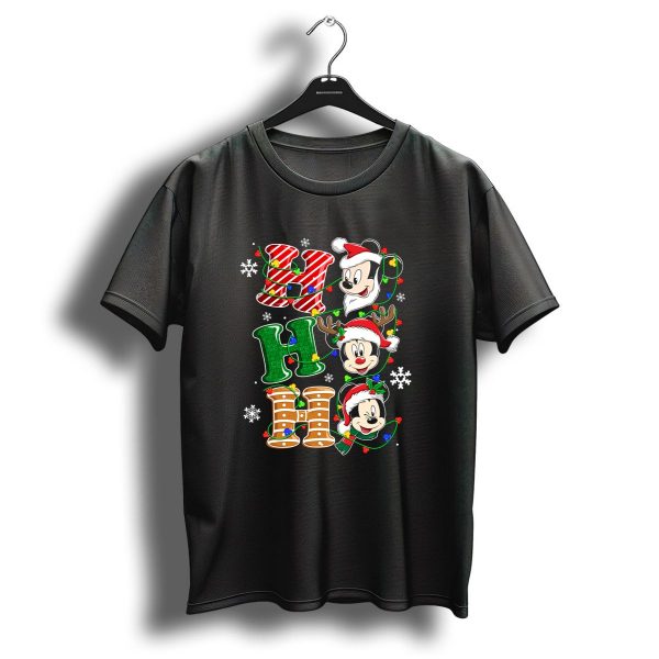 Mickey Mouse Hohoho Christmas Santa Reindeer Lights T Shirt 1 t shirt 1