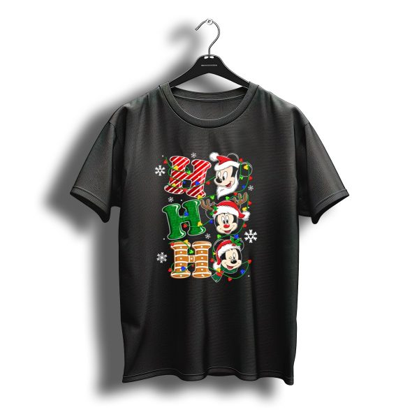 Mickey Mouse Hohoho Christmas Santa Reindeer Lights T Shirt t shirt 1