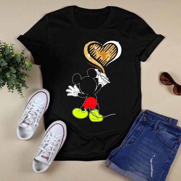 Mickey Mouse Painting Heart Texas Longhorns 32 T Shirt Style 1 Black 1