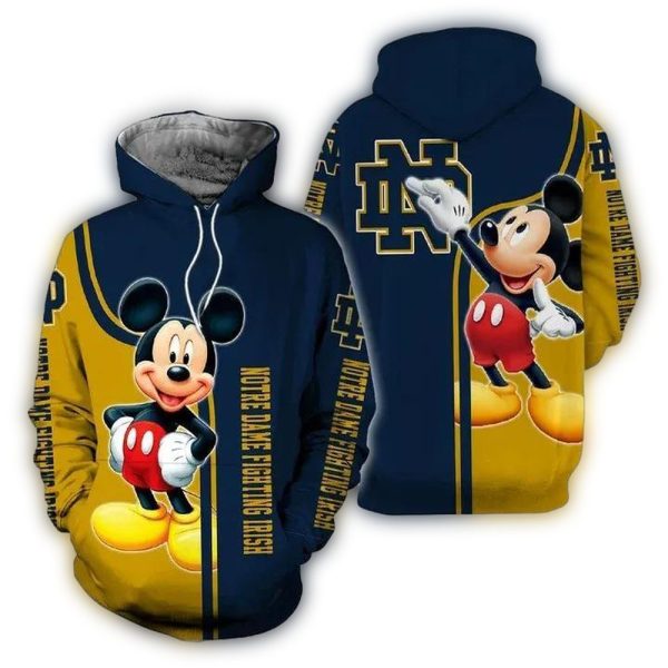 Mickey Mouse Paints Logo Notre Dame Fighting Irish AOP Hoodie 1
