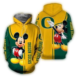 Mickey Mouse Paints Logo Oregon Ducks All-Over Print Hoodie