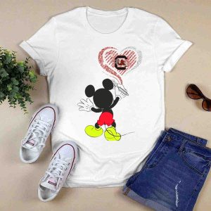 Mickey Mouse South Carolina Gamecocks Heart Drawing T-Shirt
