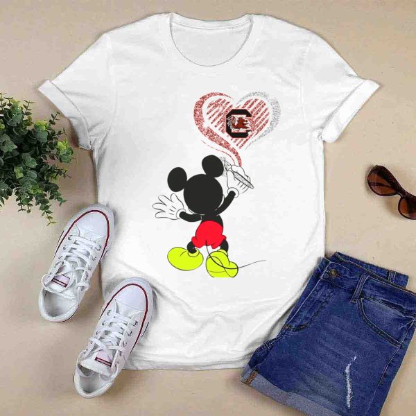Mickey Mouse South Carolina Gamecocks Heart Drawing T Shirt 1 0