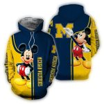 Mickey Mouse With Michigan Wolverines All Over Print Hoodie