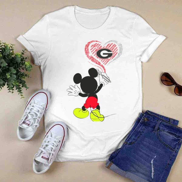Mickey Ncaa Georgia Bulldogs Heart T Shirt 0