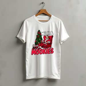 Milk And Mookies Santa By The Christmas Tree T-Shirt