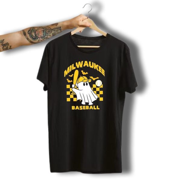 Milwaukee Baseball Ghost Bat Halloween Boo T Shirt t shirt 1